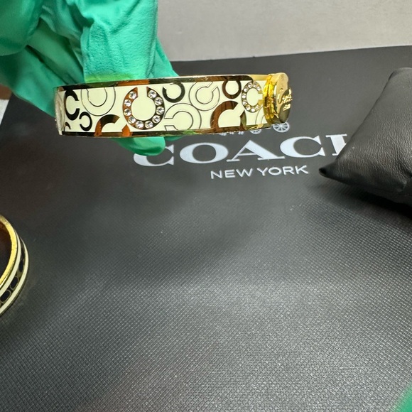 Coach Gold and White Signature Bangle - Picture 7 of 9